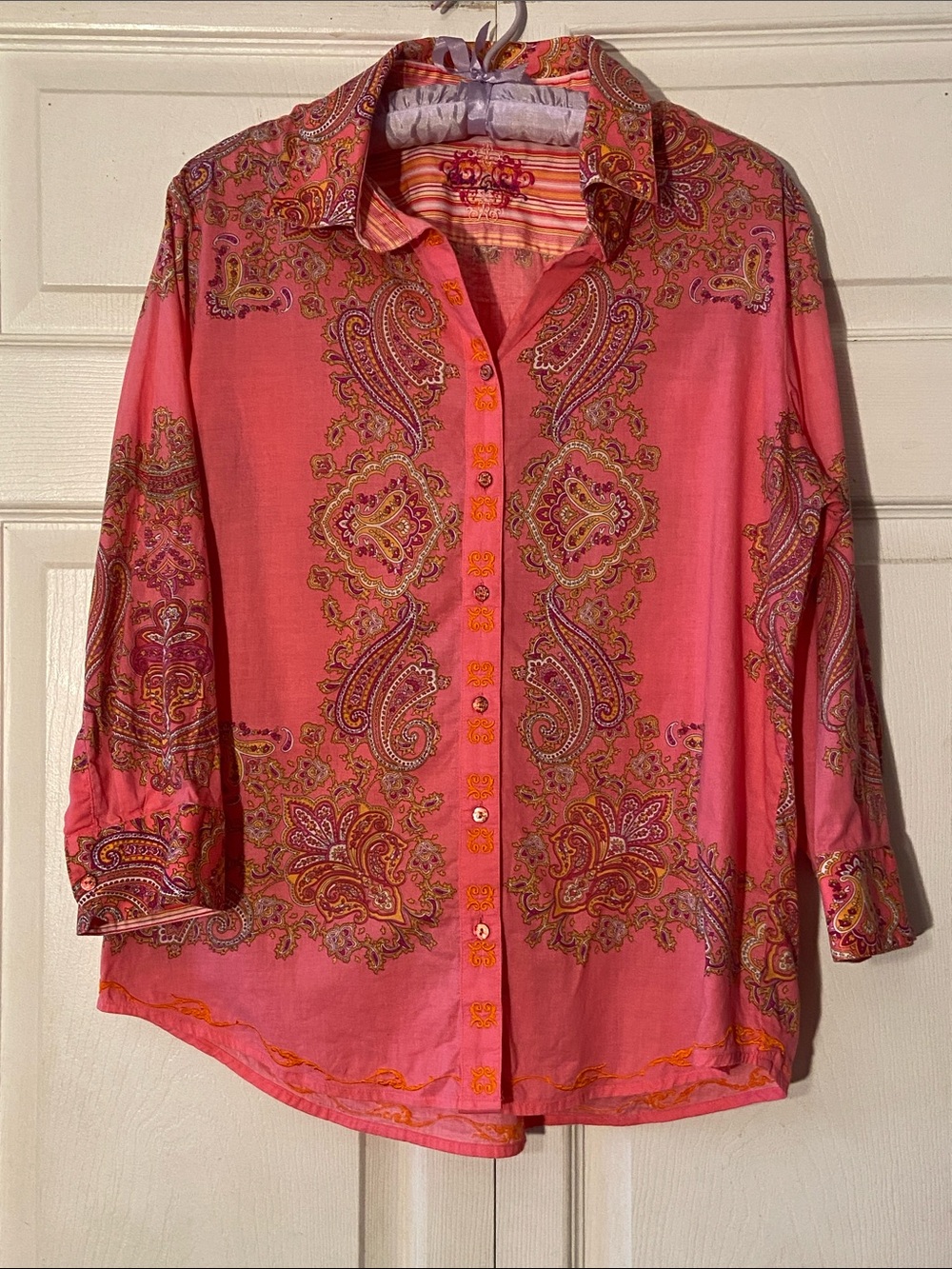 Robert Graham Pink Paisley Button-Up 100% Cotton Shirt sz М